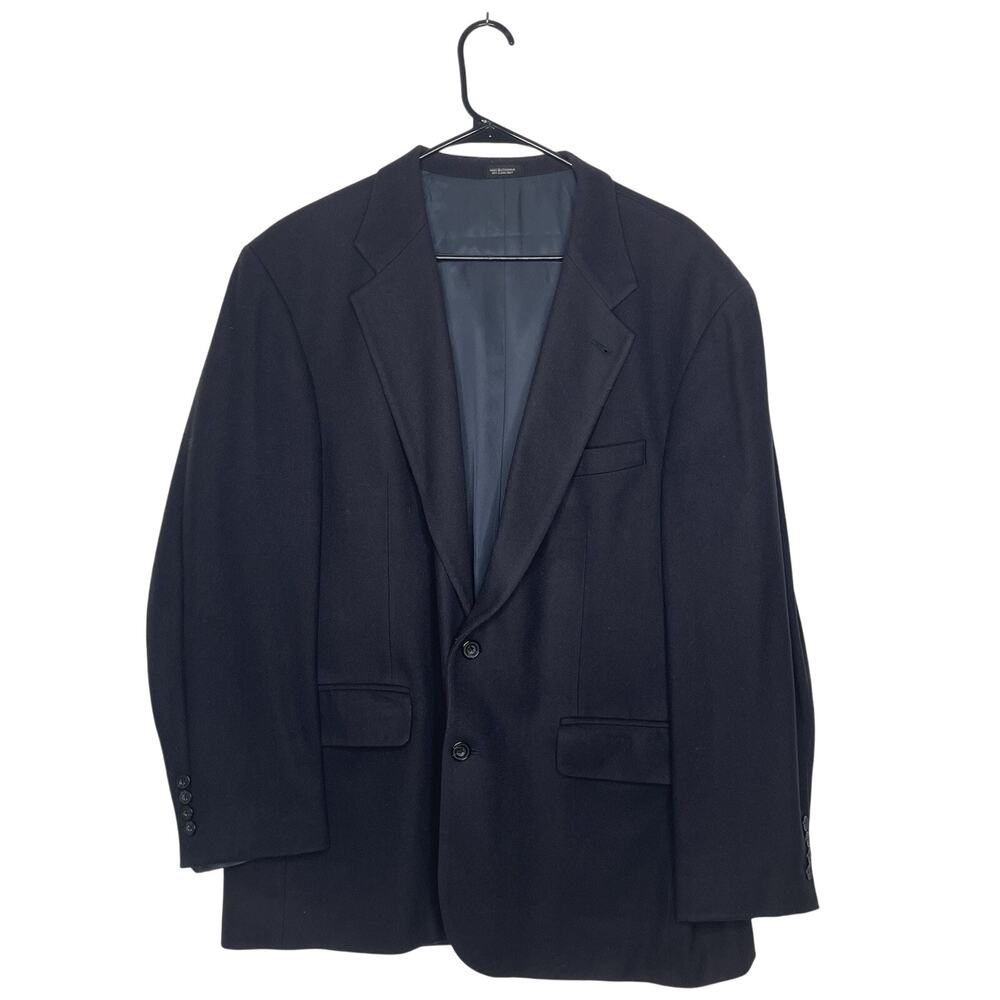 Oscar Deβ La Renta Men's Coat Navy Wool Blend Overcoat Blazer Cashmere Size 44R